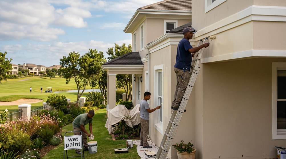 Exterior painting on a large Constantia property